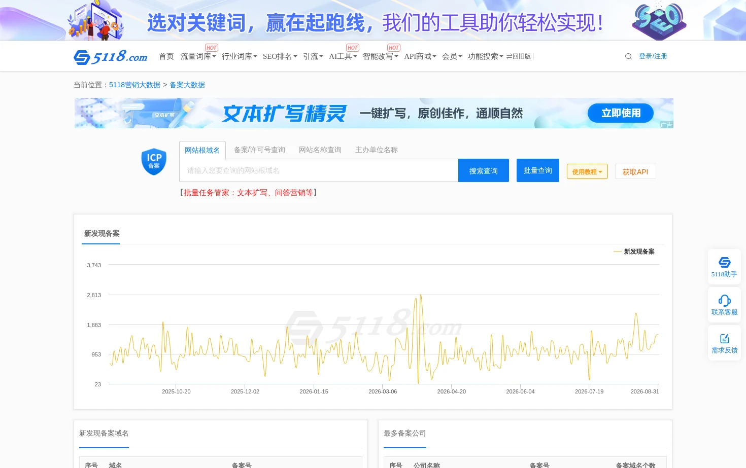 5118 ICP备案查询工具 页面快照